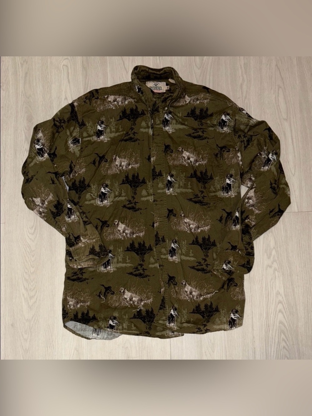 REDHEAD 100% Cotton Vintage Dog Duck Hunting, Long Sleeve shirt Medium